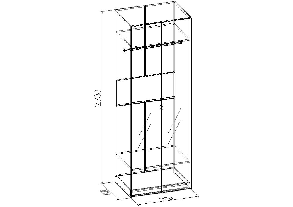 Фото Шкаф Bauhaus-8 (80) с зеркалами двухдверный от производителя Глазов в Донецке по цене 18 210 ₽