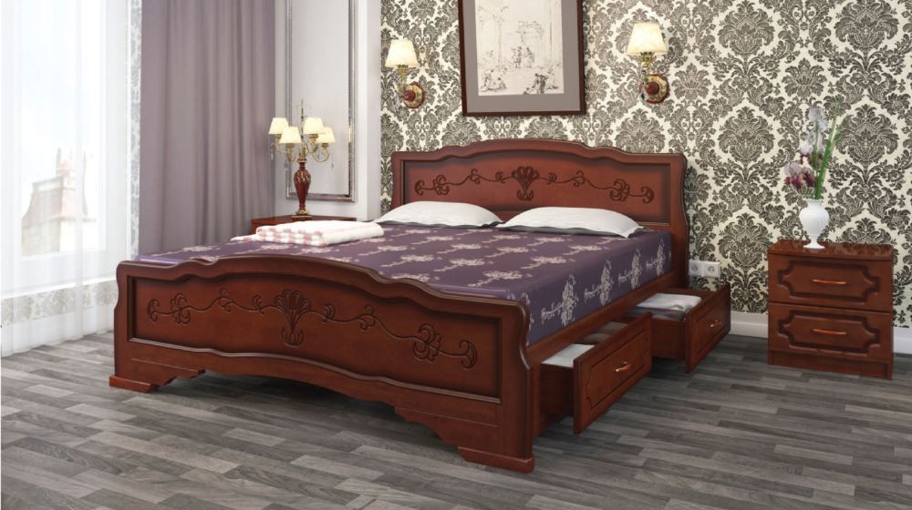 Фото Кровать односпальная Карина-6 (СМ 90х200) с выдвижными ящиками, без основания с универсальными царга от производителя Браво-мебель в Донецке по цене 26 220 ₽