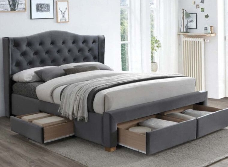 Фото Кровать двуспальная Signal Aspen velvet bluvel II (СМ 160х200) c ортопедическим основанием от производителя Signal в Донецке по цене 99 730 ₽