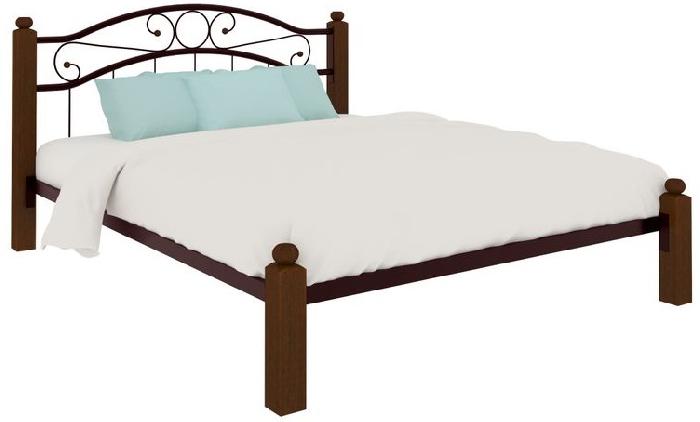 Кровать двуспальная Надежда Lux (СМ 160х190) трубка металл ( 160х190 , металл/дерево , медная шагрень , без подъемного мех. , без ящиков , без матраса (Милсон) )