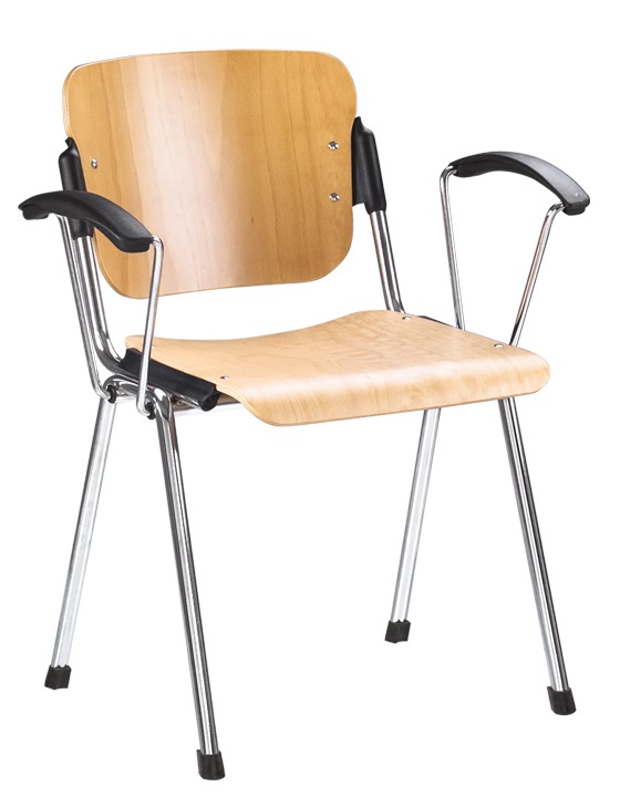 Фото Стул для посетителя Эра (Era) wood arm (хром) от производителя Новый стиль в Донецке по цене 4 840 ₽
