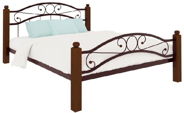Кровать двуспальная Надежда Lux Plus (СМ 140х200) трубка металл ( 140х200 , металл/дерево , медная шагрень , без подъемного мех. , без ящиков , без матраса (Милсон) )