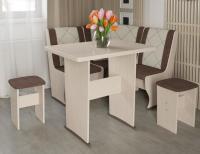 Кухонный уголок-комплект Челси мини (дуб белфорт, кожзам лен коричневый-лен бежевый (ТриЯ) ) в Донецке от производителя 