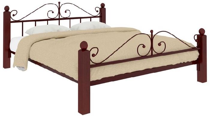 Кровать двуспальная Диана Lux Plus (СМ 180х200) трубка металл ( 180х200 , металл/дерево , медная шагрень , без подъемного мех. , без ящиков , без матраса (Милсон) )