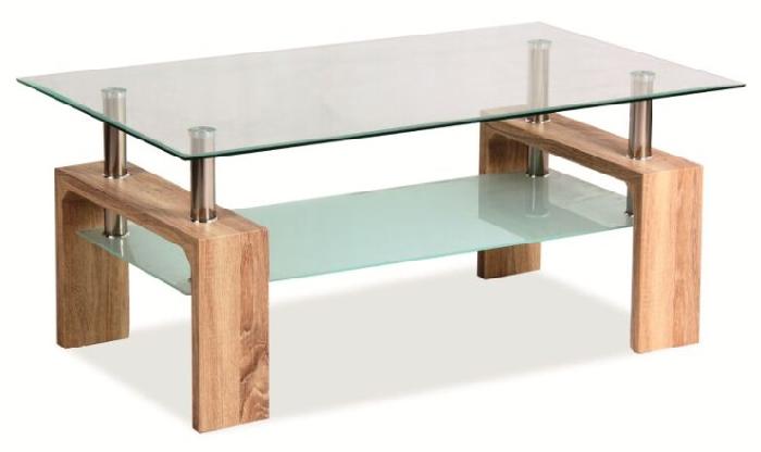 Стол журнальный Signal Lisa Basic  (мдф, стекло-прозрачное,  дуб сонома (Signal) ) Стол журнальный Signal Lisa Basic  (мдф, стекло-прозрачное,  дуб сонома (Signal) )