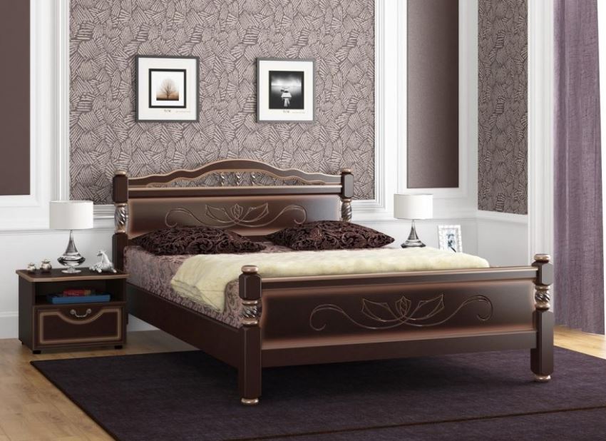 Фото Кровать двуспальная Карина-5 (СМ 140х200) без основания с универсальными царгами от производителя Браво-мебель в Донецке по цене 17&nbsp;530 ₽