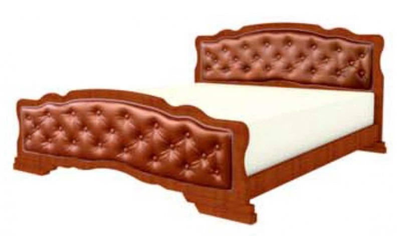 Фото Кровать двуспальная Карина-10 (СМ 160х200) с элементами экокожи, без основания с универсальными царг от производителя Браво-мебель в Донецке по цене 20 370 ₽