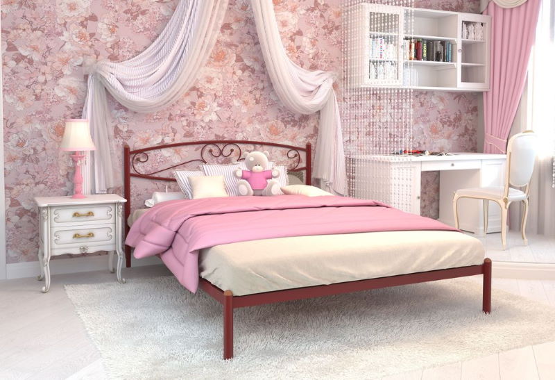 Фото Кровать двуспальная Каролина (СМ 140х200) трубка металл от производителя Милсон в Донецке по цене 12 790 ₽