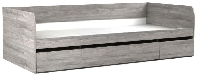 Кровать односпальная Денвер (СМ 90х200) с ящиками с основанием ( 90х200 , ЛДСП , риббек серый-камень темный , без подъемного мех. , ящики в комплекте , без матраса (СБК) )