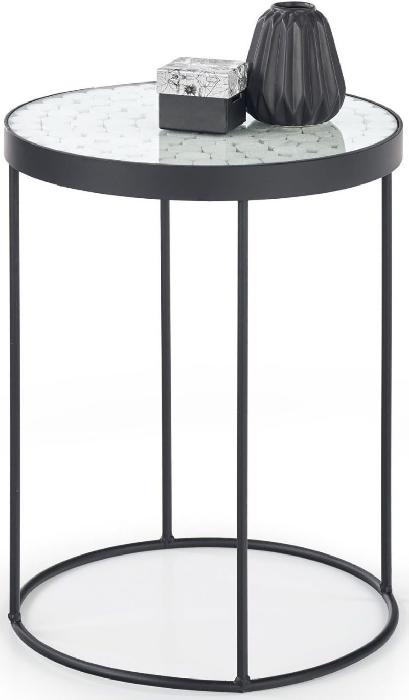 Стол журнальный Halmar Naturo 2 (металл окрашенный, стекло-дерево-прозрачный-белый,  черный (Halmar ) )