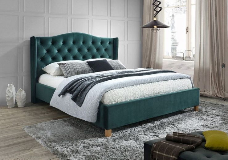 Фото Кровать двуспальная Signal Aspen velvet bluvel (СМ 180х200) c ортопедическим основанием от производителя Signal в Донецке по цене 80 830 ₽