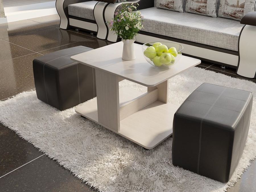 Фото Стол журнальный Капри с пуфиками от производителя ТриЯ в Донецке по цене 9&nbsp;160 ₽