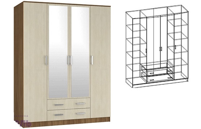 Фото Шкаф Светлана (168) четырехдверный от производителя Мебель Маркет в Донецке по цене 34&nbsp;440 ₽