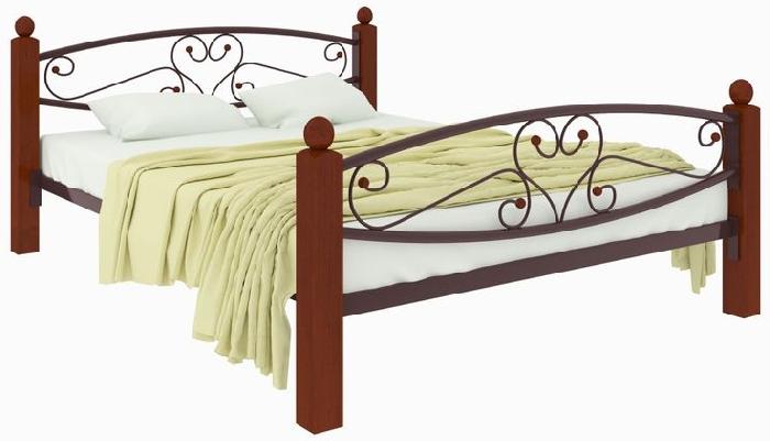 Кровать односпальная Каролина Lux Plus (СМ 120х200) трубка металл ( 120х200 , металл/дерево , медная шагрень , без подъемного мех. , без ящиков , без матраса (Милсон) )